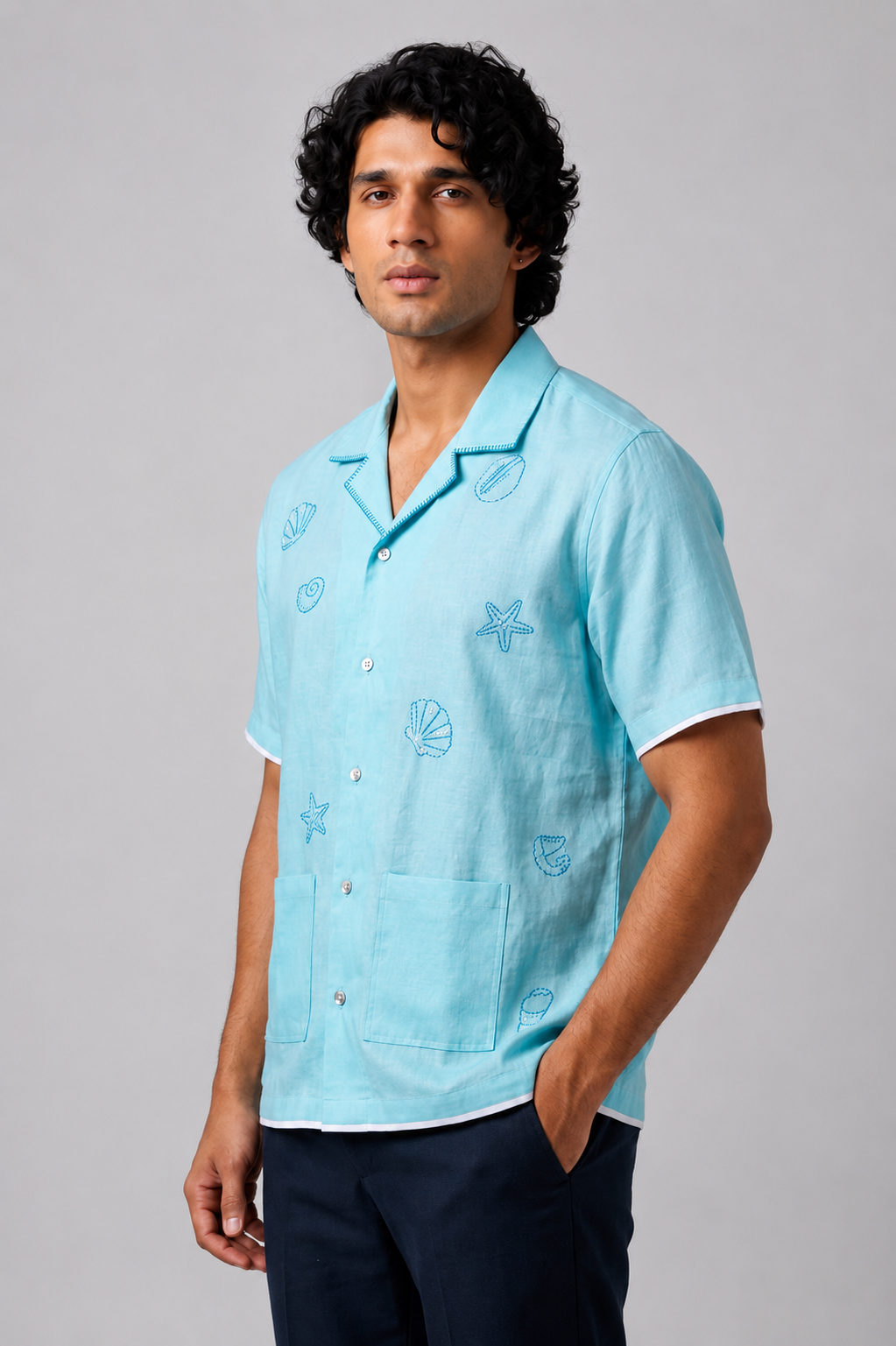 Seabreeze Pearl Hand Embroidery Shirt