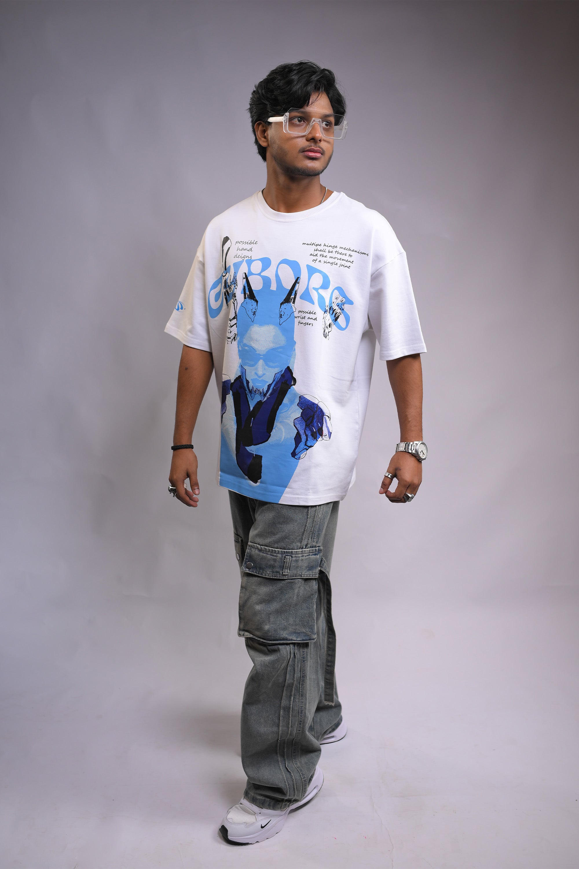 Cyborg Aishwarya Oversized White T-Shirt
