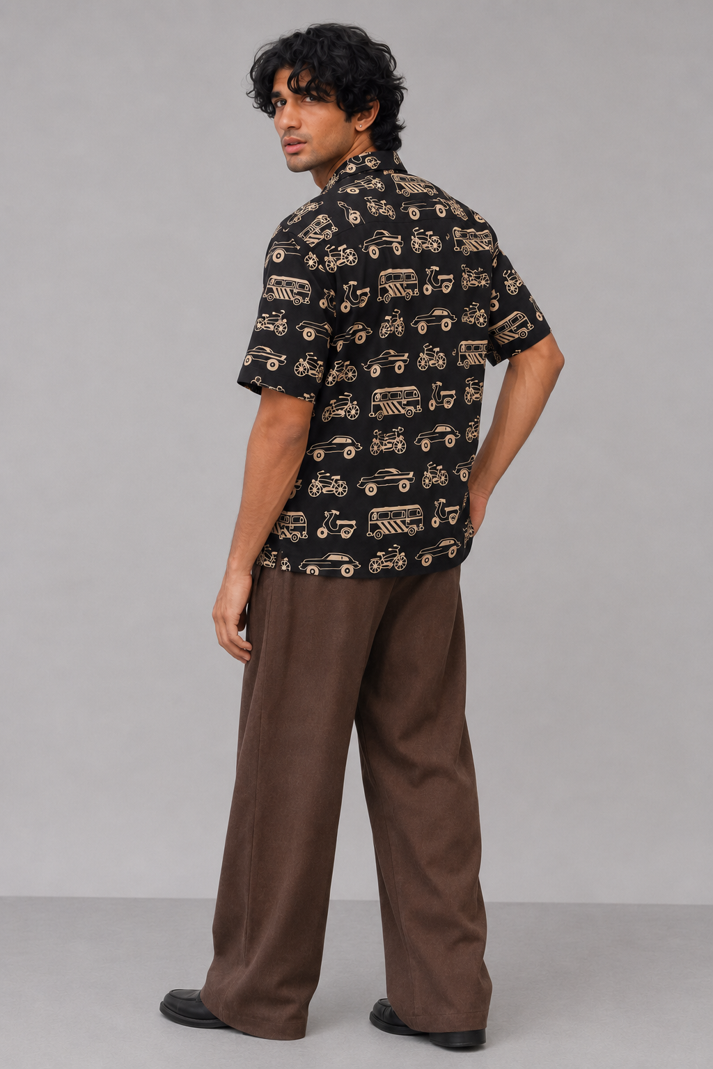 Retro Ride Regular Cotton Printed  Shirt