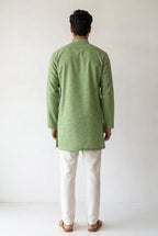 Aakaar Geometric Embroidered  Kurta – Sage Green
