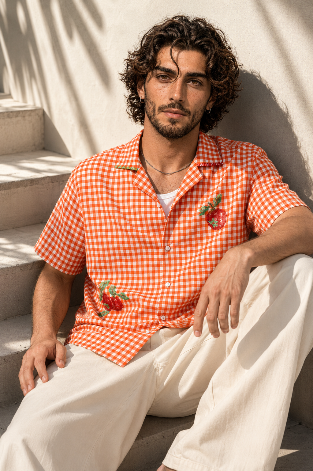 The Gingham Orchard Embroidery Shirt