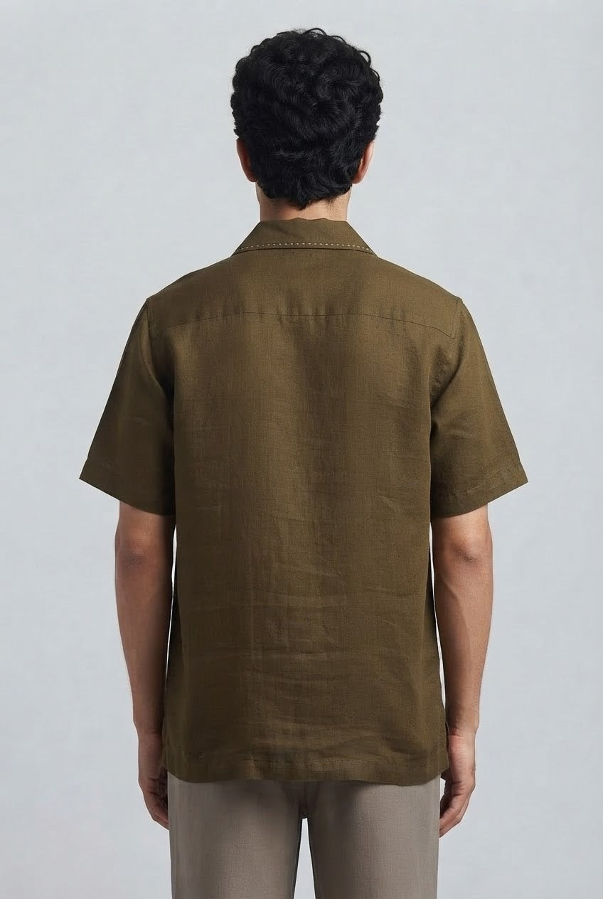 Patra Kantha Hand Embroidery Linen Shirt