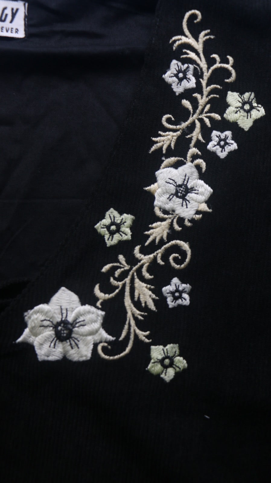 Floral Embroidery Corduroy Vest