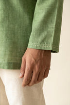 Aakaar Geometric Embroidered  Kurta – Sage Green