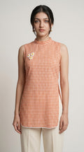 Bloom Check Orange Short Kurti