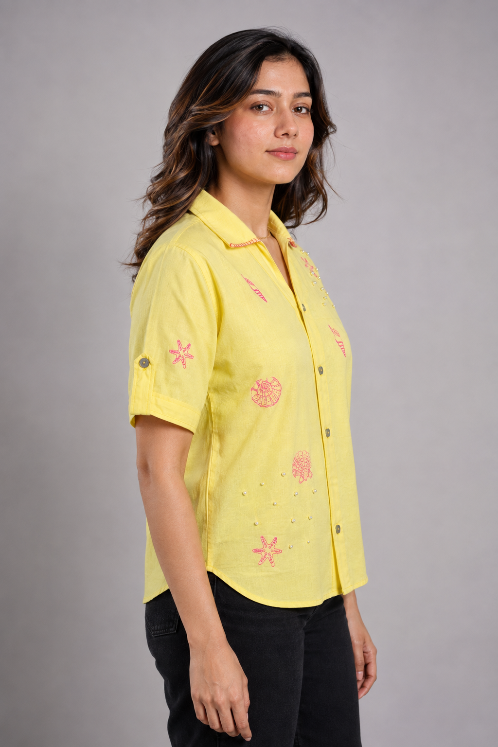 Marina Pearl Embroidery  Shirt