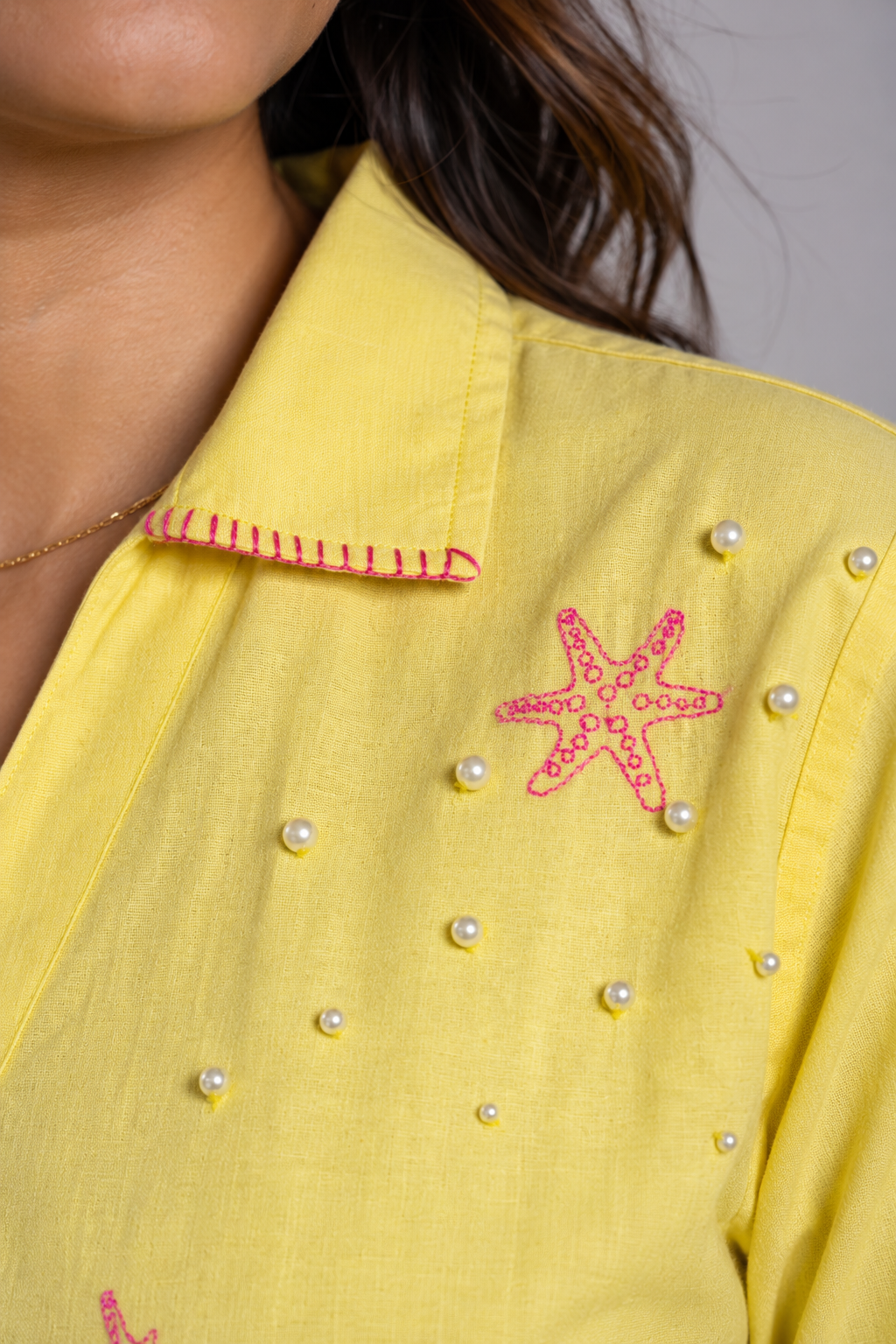 Marina Pearl Embroidery  Shirt