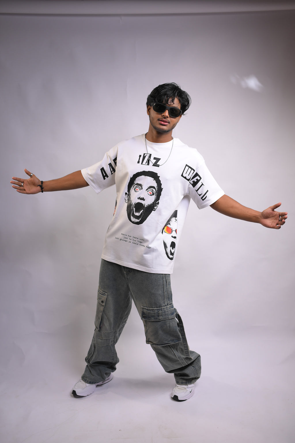 All Izz Well Oversized White T-Shirt