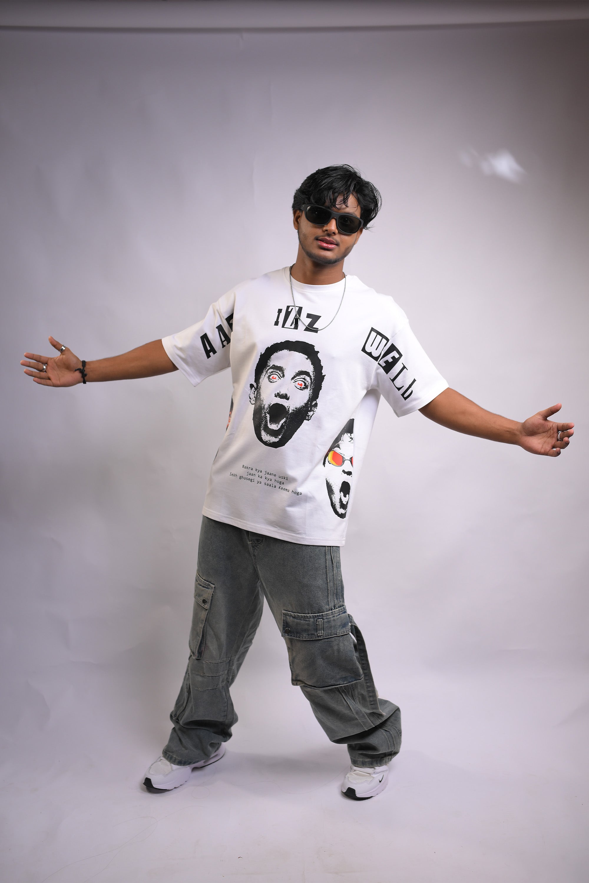 All Izz Well Oversized White T-Shirt