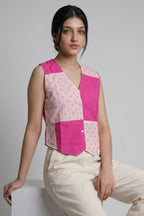 Pink Patch Work Women Vest