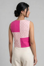 Pink Patch Work Women Vest