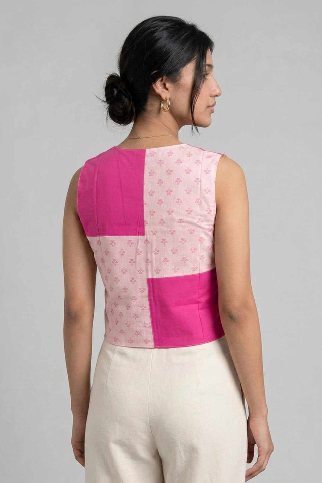 Pink Patch Work Women Vest