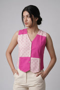 Pink Patch Work Women Vest
