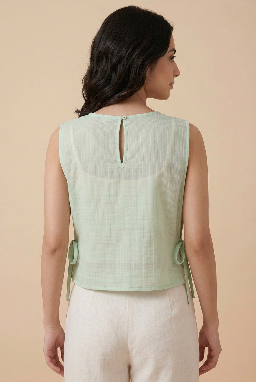 Pearl Pintuck Side-Tie  Mint Bib
