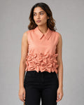 Floral Élan Coral Pink Top