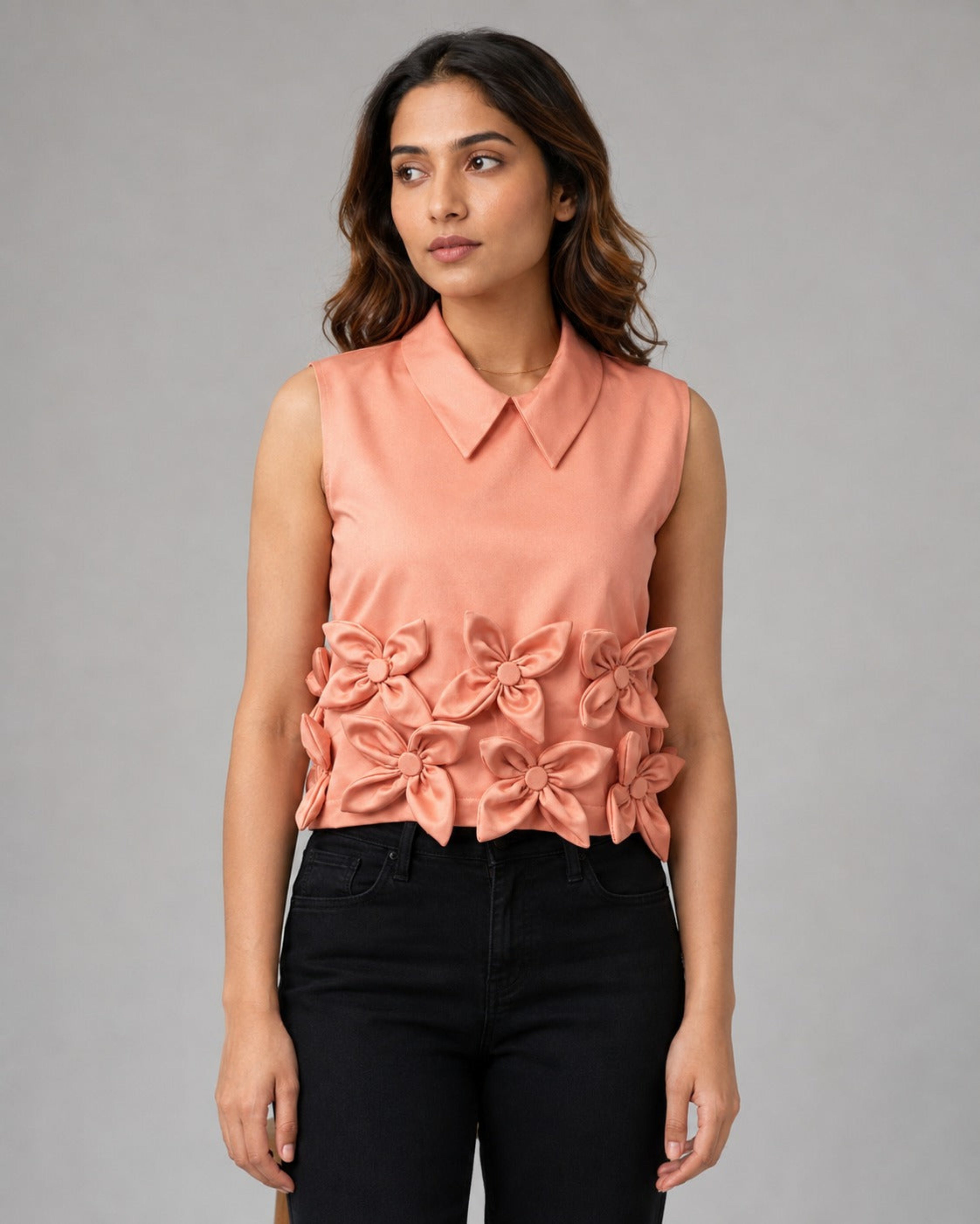 Floral Élan Coral Pink Top