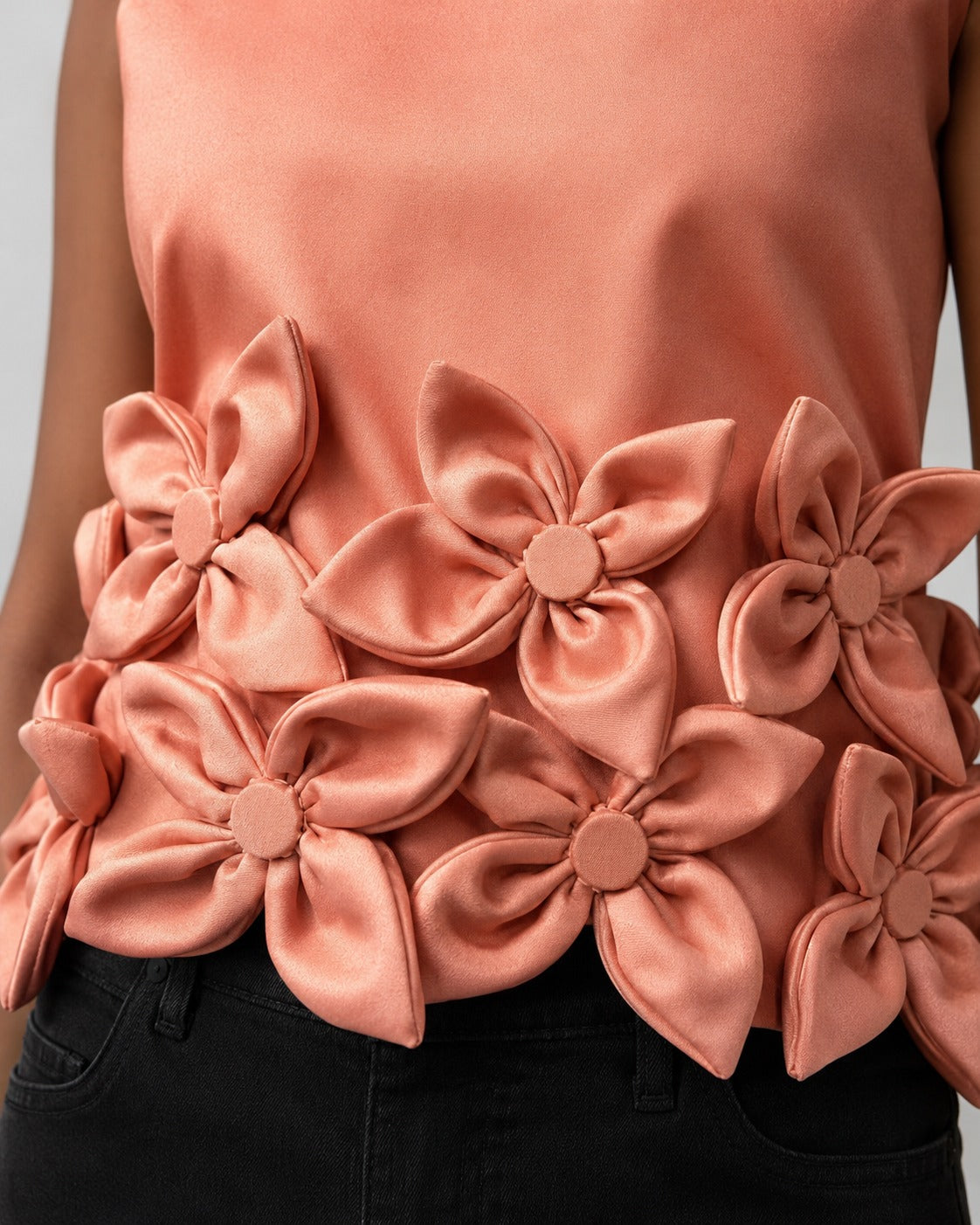 Floral Élan Coral Pink Top