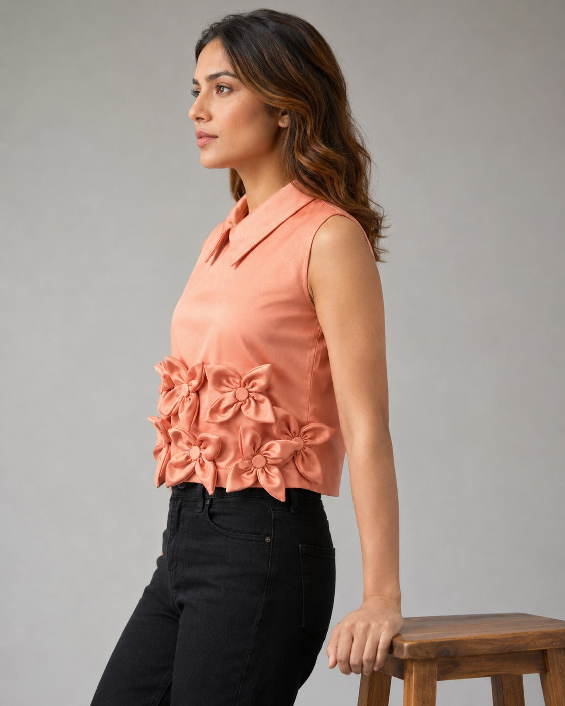 Floral Élan Coral Pink Top
