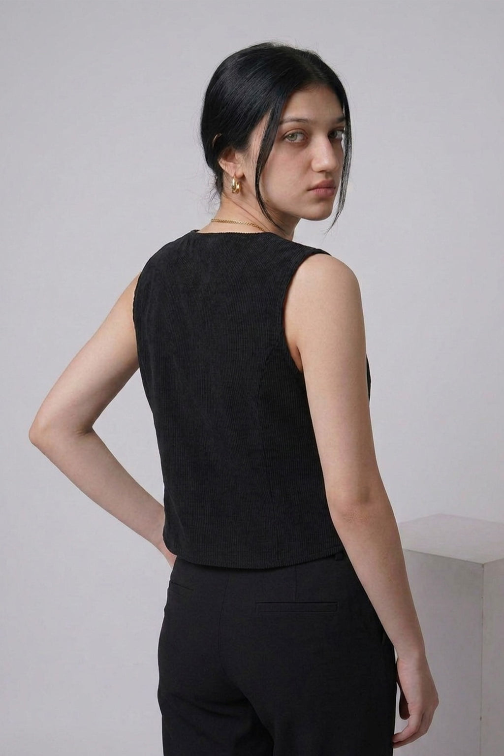 Floral Embroidery Corduroy Vest