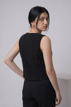 Floral Embroidery Corduroy Vest