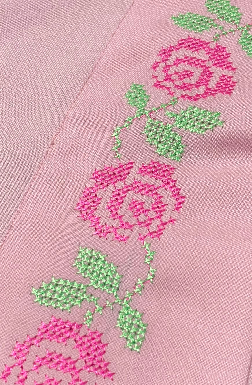 Rose Whisper Embroidery  Crop Shirt
