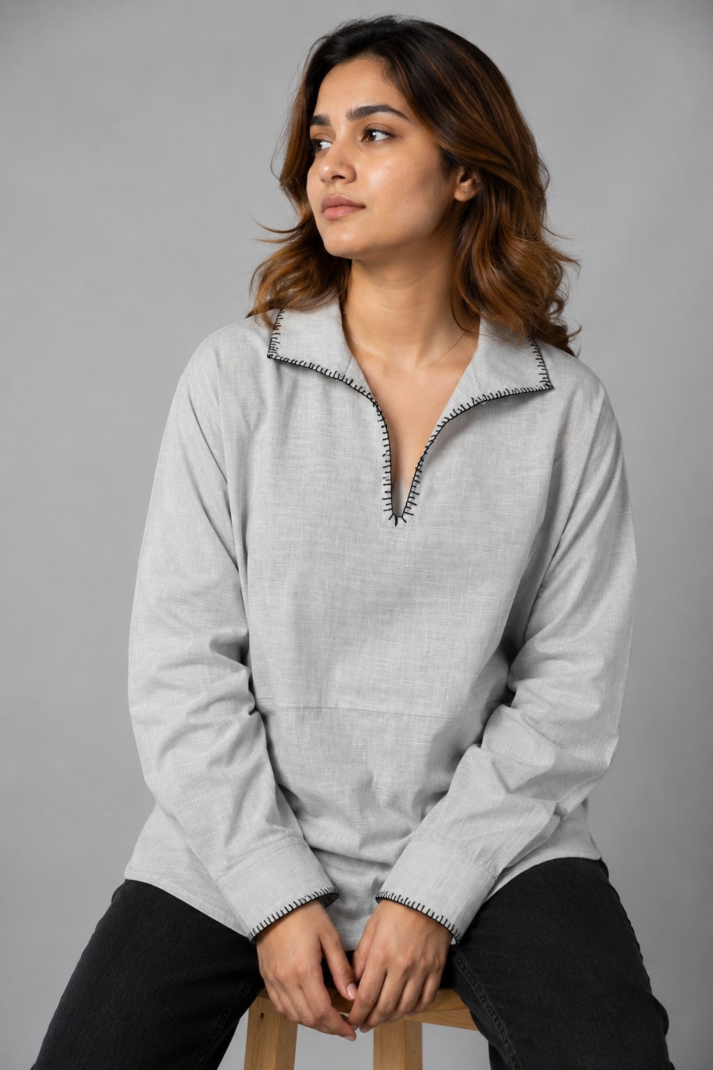 IGreyline Linen Hand-Stitch Women's Short  Tunic