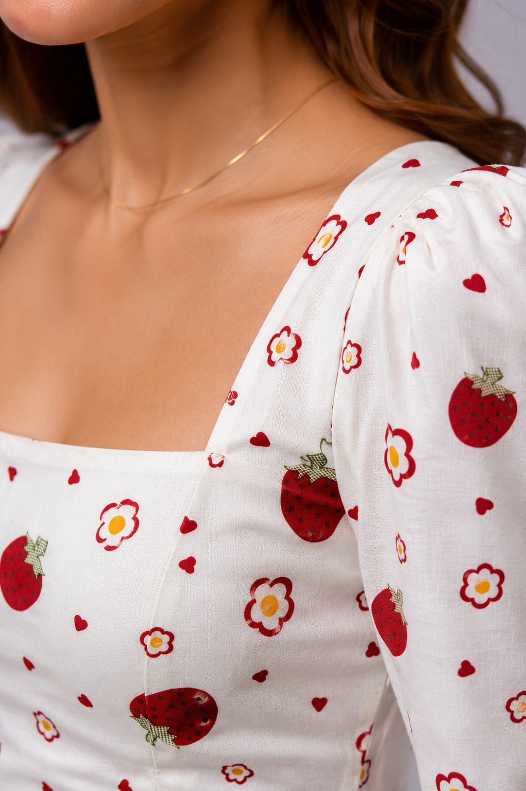 Strawberry Bloom Bow-Tie Cotton Kurti