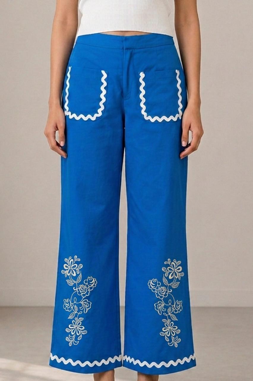 Ripple Line Floral Embroidery Co-ord Set