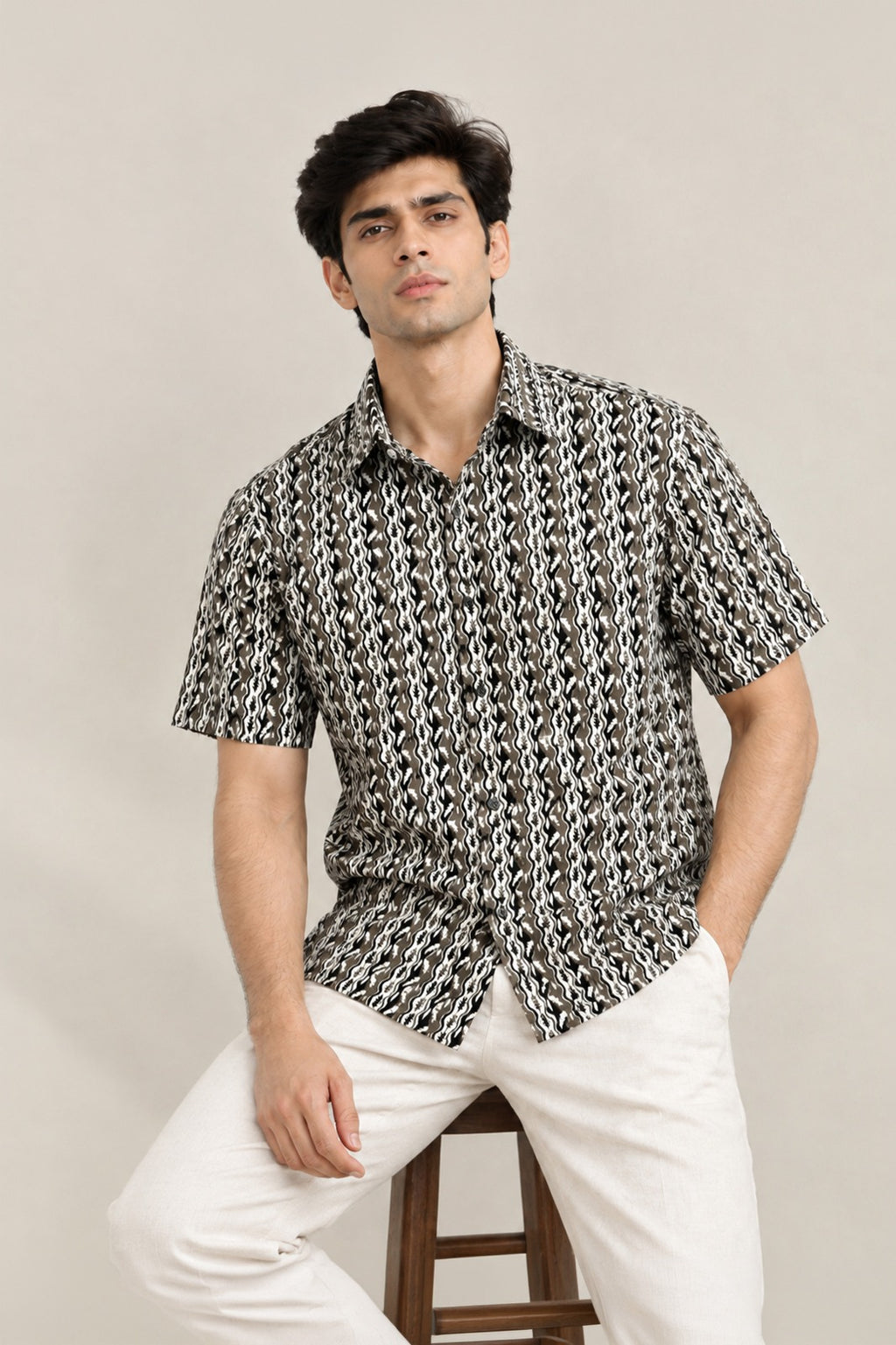 Leaf & Line Printed Shirt
