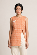Bloom Check Orange Corset Short Kurti