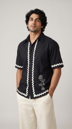 Ripple Line Embroidery Shirt