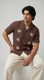 The Umber Embroidered Regular Unisex Shirt