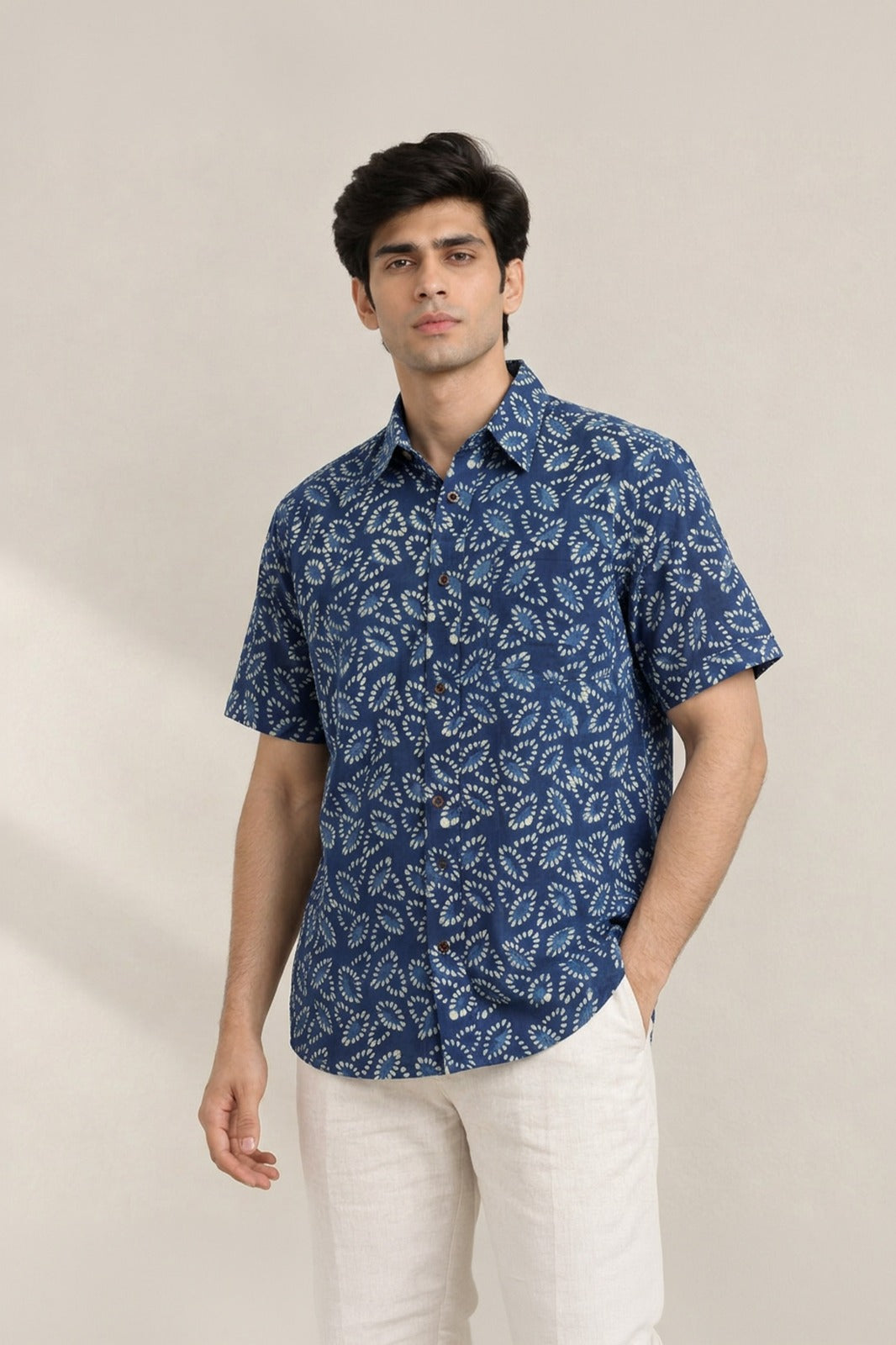 Organic Rhythm Ajrakh Indigo Shirt