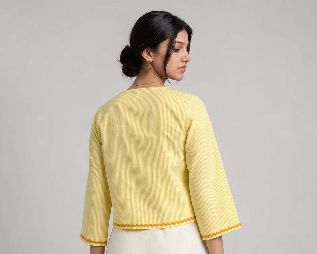 Yellow tie-up lace top