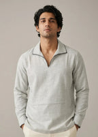 Greyline Linen Hand-Stitch Short Kurta