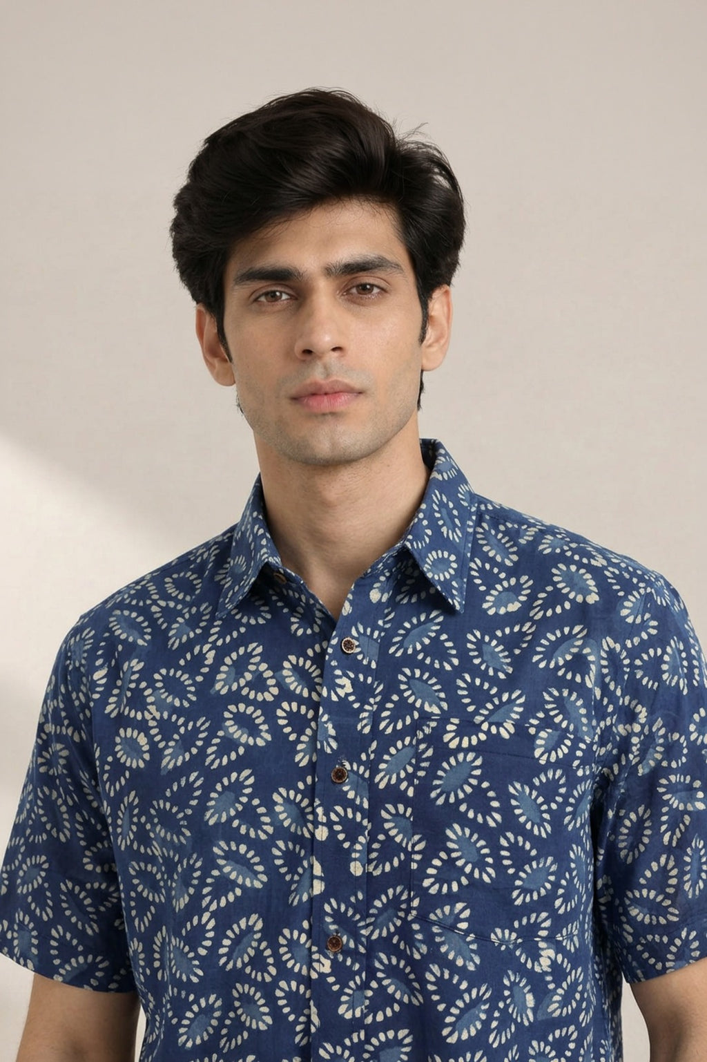 Organic Rhythm Ajrakh Indigo Shirt